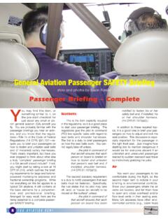 General Aviation Passenger SAFETY Briefing