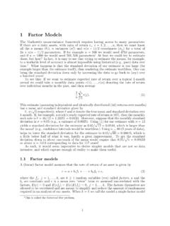 1Factor Models - Columbia University