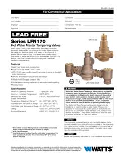LEAD FREE Series LFN170 - Watts Water