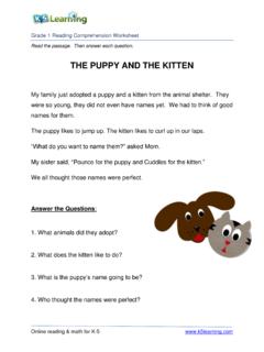 THE PUPPY AND THE KITTEN - k5learning.com