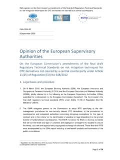 Opinion of the European Supervisory Authorities