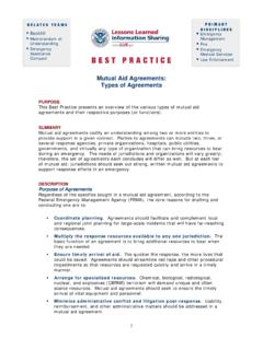 Mutual Aid Agreements: Types of Agreements