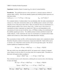 Experiment: Solubility Product Constant (Ksp) for a Salt ...
