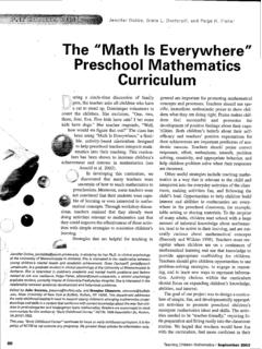 The Math Is Everywhere' Preschool Mathematics …