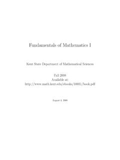 Fundamentals of Mathematics I - Kent State …