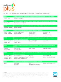 HCPCS Codes for Abbott Nutrition Enteral Formulas