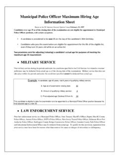 Municipal Police Officer Maximum Hiring Age Information Sheet