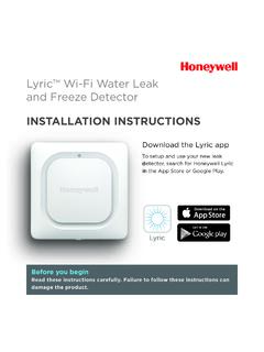 Lyric Wi-Fi Water Leak and Freeze Detector INSTALLATION ...