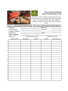 Panera Bread Catering Boxed Lunch Order Form