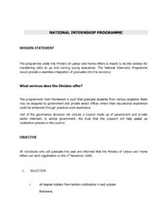 NATIONAL INTERNSHIP PROGRAMME - Botswana