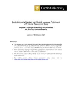 Curtin University Standard List (English Language ...