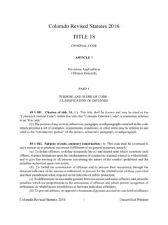 Colorado Revised Statutes 2016 TITLE 18
