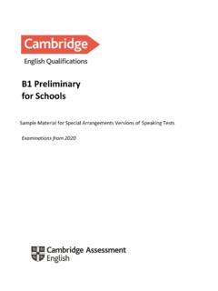 B1 Preliminary for Schools - Cambridge Assessment English