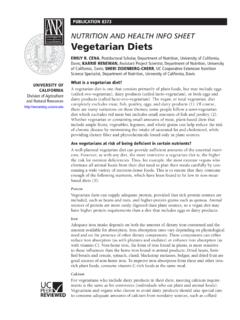 Nutrition and Health Info Sheet: Vegetarian Diets