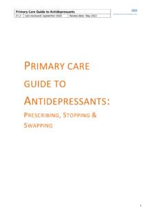 Primary Care Guide to Antidepressants