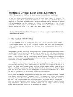 Writing a Critical Essay about Literature