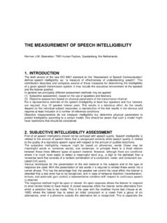 THE MEASUREMENT OF SPEECH INTELLIGIBILITY - …