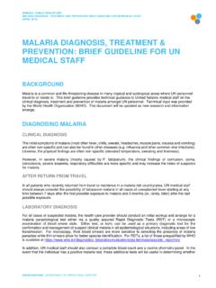 MALARIA DIAGNOSIS, TREATMENT &amp; PREVENTION: BRIEF …