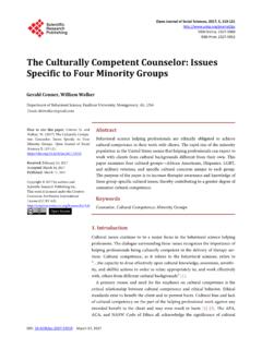 The Culturally Competent Counselor: Issues Specific to Four