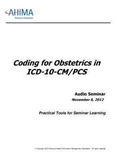 Coding for Obstetrics in ICD-10-CM/PCS - AHIMA