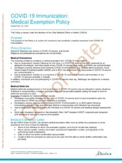 COVID-19 Immunization - Medical Exemption Policy