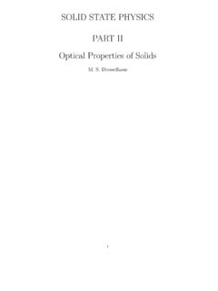 SOLID STATE PHYSICS PART II Optical Properties of Solids