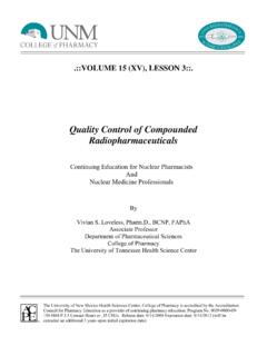 Quality Control of Compounded Radiopharmaceuticals