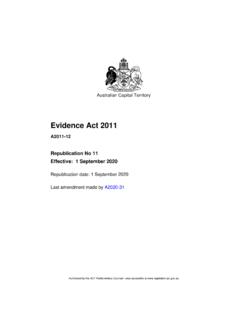 Evidence Act 2011 - ACT Legislation Register