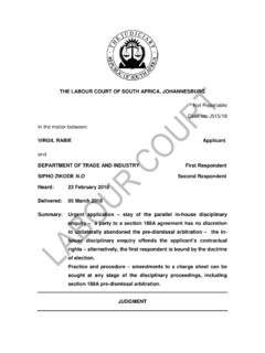 THE LABOUR COURT OF SOUTH AFRICA, …