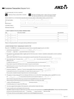 Customer Transaction Dispute Form - ANZ Personal