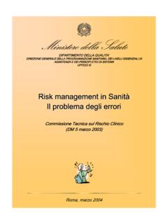 Risk management in Sanit&#224; - Ministero della Salute