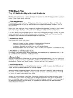 WISE Study Tips Top 10 Skills for High-School Students
