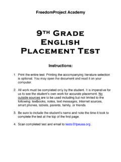 9th Grade English Placement Test - FreedomProject Academy