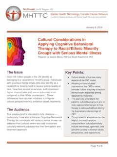 Cultural Considerations in Applying Cognitive Behavioral ...