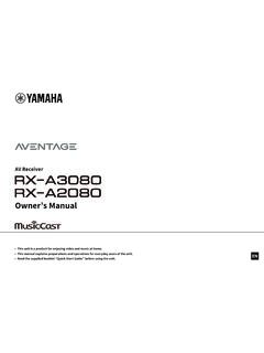 RX-A3080/RX-A2080 Owner's Manual - Yamaha Corporation