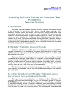 Mandatory Arbitration Clauses and Consumer Class ...