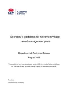 Secretary’s guidelines for retirement village asset ...