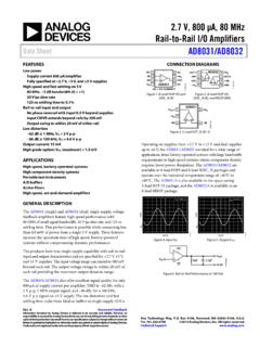 2.7 V, 800 μA, 80 MHz Rail-to-Rail I/O Amplifiers Data ...