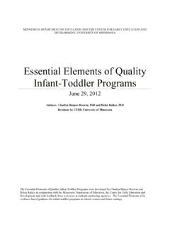 Essential Elements of Quality Infant-Toddler Programs