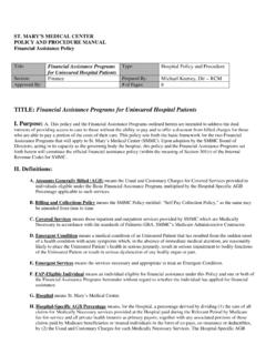 TITLE: Financial Assistance Programs for Uninsured ...