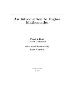 An Introduction to Higher Mathematics - Whitman College