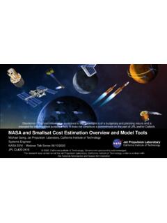 NASA and Smallsat Cost Estimation Overview and Model …