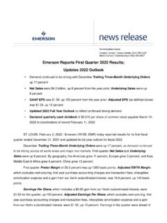 Emerson Reports First Quarter 2022 Results; Updates 2022 ...