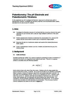 Potentiometry: The pH Electrode and Potentiometric …