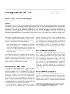 Psychopathy and the DSM - sakkyndig.com