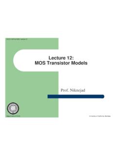 Lecture 12: MOS Transistor Models