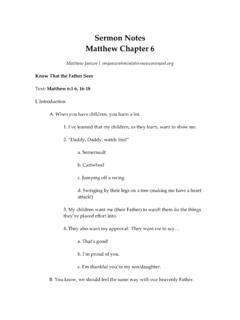 Sermon Notes Matthew Chapter 6 - MINISTERS OF THE NEW …