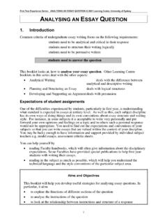Analysing an essay question - University of Sydney