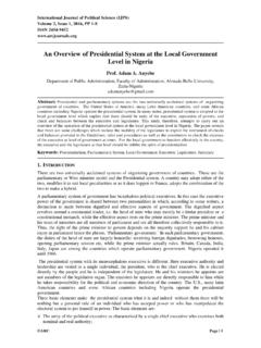 An Overview of Presidential System at the Local …