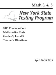 2013 Common Core Mathematics Tests Grades 3, 4, and 5 ...